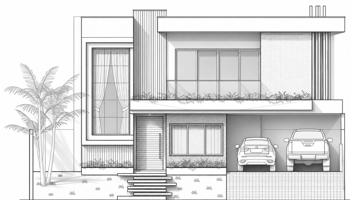 Residenza Eduso, disegno del prospetto