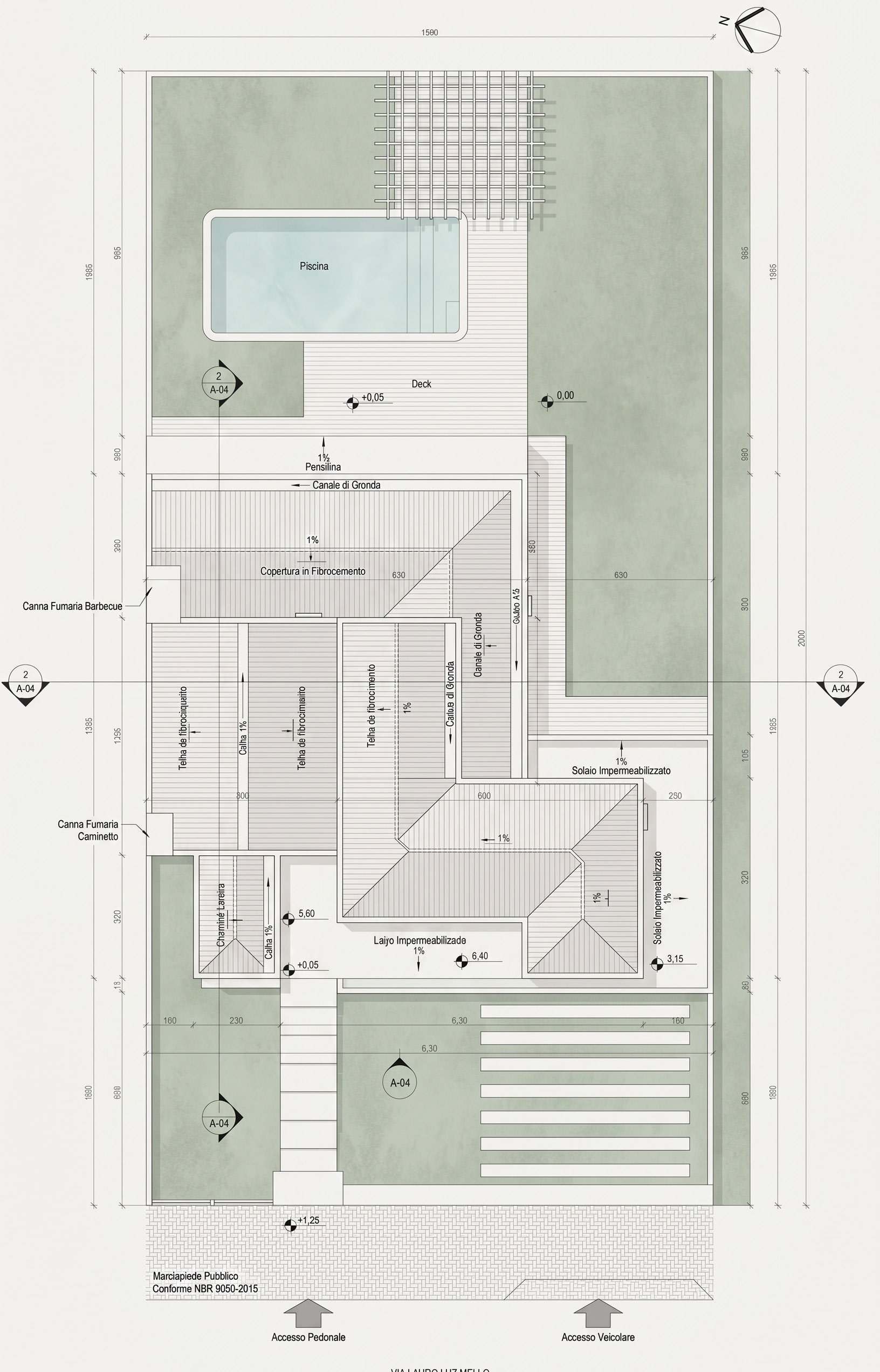 Residenza Eduso, pianta di copertura
