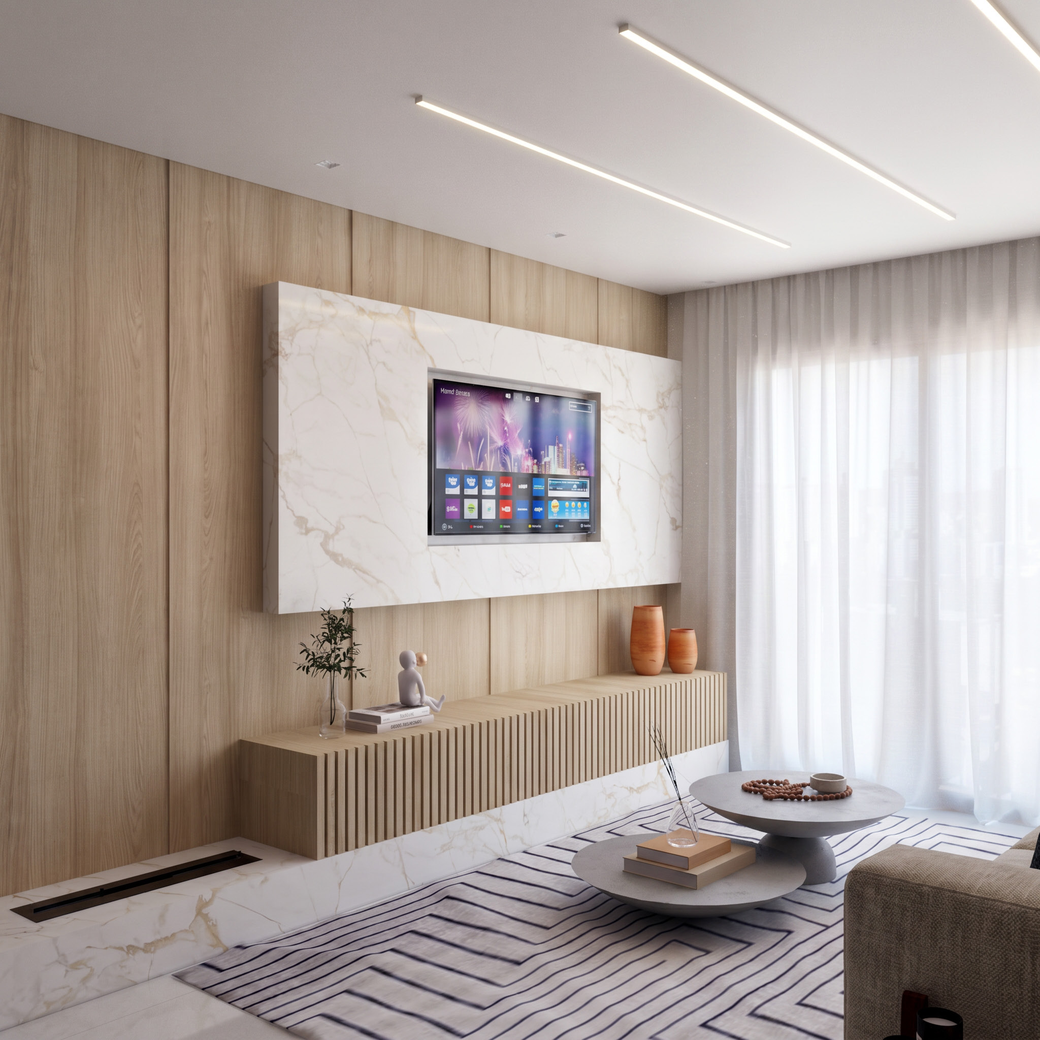 Appartamento Cava, parete TV e soggiorno